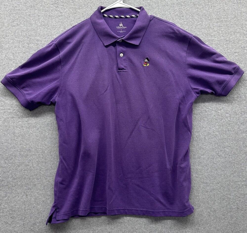 Walt Disney World Parks Polo Shirt Mens Large Mickey Mouse Embroidered Purple